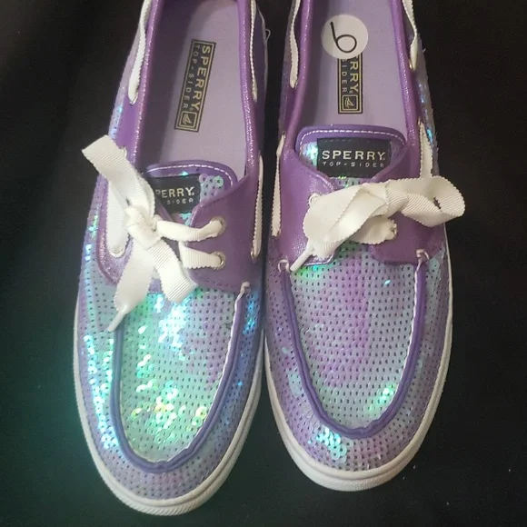 Sperry top-Sider purples sequins dress sneakers size 9 awesome condition - Picture 2 of 6